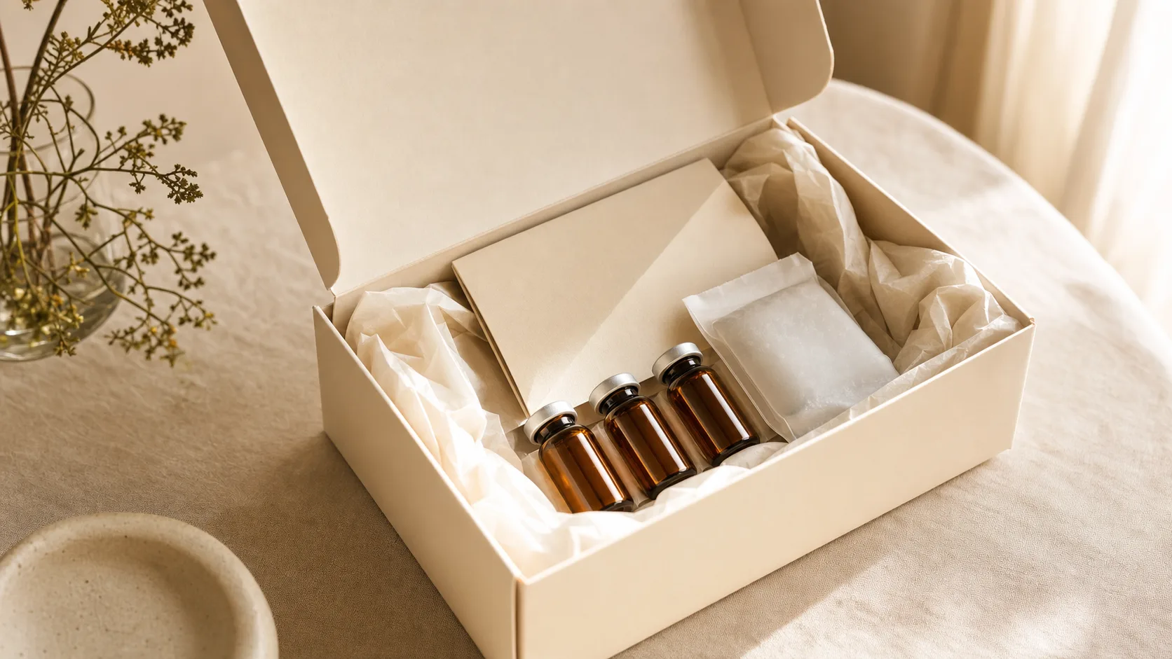 An unbranded package at a front door